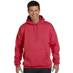 Hanes Sweatshirt met capuchon van zwaar katoen met capuchon. 2. Sweatshirt met capuchon van zwaar katoen, grote maat, met capuchon, sweatshirt met capuchon, van zwaar katoen, voor heren, Diep Rood