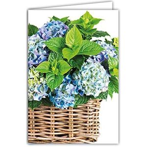 Afie 65 - 1327 kaart zonder tekst om te beschrijven bij alle gelegenheden, verjaardag, dankzegging, liefdevolle laarmoeders, geschikt voor jou, blauwe bloemmand, hortensia's, incl. envelop - gemaakt in Frankrijk