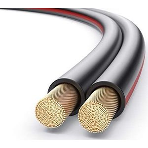 PureLink OFC luidsprekerkabel 2 x 4,00 mm² 0,20 mm 50,0 m zuiver koperen kabel voor hifi-luidspreker subwoofer, audiokabel met polariteitslabel, zwart