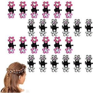 24 stuks mini-haarklemmen, kleine haarspelden, voor dames en meisjes, antislip, kleine haarspelden, elegant, strass, bloemen, haarspeld voor feest, bruiloft, bal, dagelijkse jurk