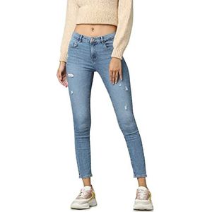 ONLY Onldaisy Reg Push Up Sk Ank Dest Pim Box Jeans Dames, Medium licht denim blauw