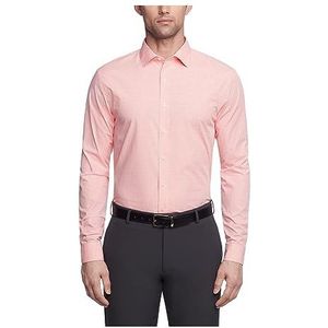 Kenneth Cole Chemise classique pour homme Coupe ajustée Motif à carreaux et rayures, corail, 36 cm- 37 cm Hals 81 cm- 84 cm Ärmel