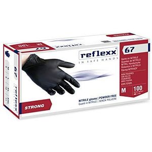 Reflexx R67/XL poedervrije nitril handschoenen gr 5,5, maat XL, zwart (100 stuks)