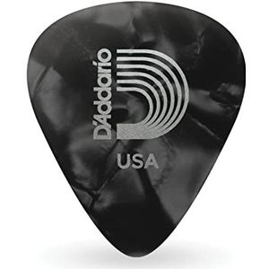 D'Addario Celluloid plectrums, gitaaraccessoires, plectrums voor akoestische gitaar, elektrische gitaar, bas, natuurlijk gevoel, warme toon, zwart, zwaar