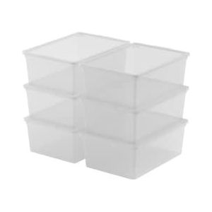 Keter Set van 6 kunststof dozen met deksel C Box S, transparant, ideaal voor kleding, schoenen en als opslag, geschikt voor kasten en garages, 11 l, 37 x 26 x 14 cm