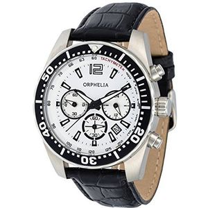 Orphelia Herenhorloge, kwarts, chronograaf, intensieve leren armband, Wit., Riem