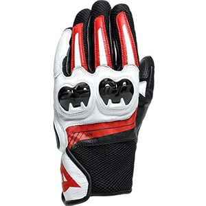 Dainese Mig 3 Motorhandschoenen, uniseks, leer, goedgekeurd voor dames en heren, zwart/wit/lava-rood, XXXL