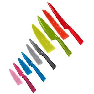 KUHN RIKON Colori+ Everyday Lemmetbeschermers met antiaanbaklaag, roestvrij staal, fuchsia/blauw/grijs/groen/rood, 5 stuks
