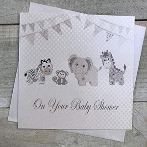 WHITE COTTON CARDS On Your Baby Shower PD211 wenskaart, handgemaakt, wit