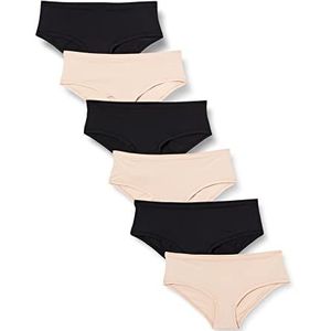 Amazon Essentials Lot de 6 sous-vêtements hipster pour femme (disponible en grande taille) noir/pétale doux, taille XS