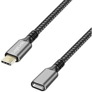 Logilink CUA0109 USB 3.2 Gen1 type C verlengkabel met PD (PowerDelivery) ondersteuning, kleur: zwart/grijs, kabellengte: 2 m