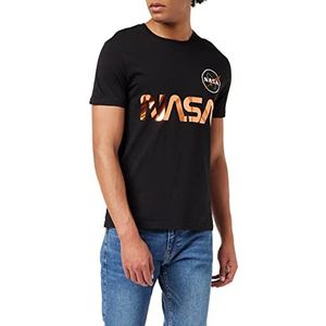 ALPHA INDUSTRIES Nasa Reflective T-shirt met korte mouwen voor heren, zwart/koper