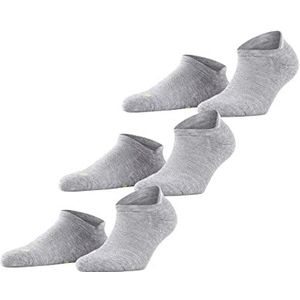 FALKE Cool Kick Sneakers voor dames en heren, 3 stuks, uniseks, ademend, sneldrogend, wit, grijs, zwart, lage sokken, zomer, zool, pluche, zonder motief, 3 paar, grijs (Light Grey 3400)