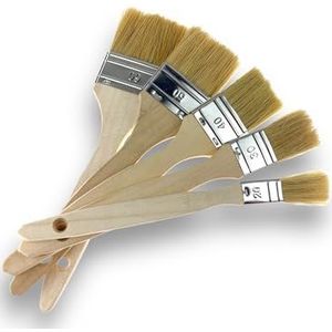 Set van 5 kwasten kabeljauwstaart | witte zijde | breedte 20-30-40-50-60 mm | eenvoudige dikte | olieverf acryl lijm beits primer hars | Kibros LOT_320