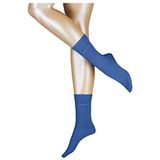 ESPRIT 2 paar effen sokken van biologisch katoen voor dames, zwart en grijs, vele andere kleuren, versterkte sokken voor dames, zonder ademend patroon, dun en effen, 2 paar, blauw (Deep Blue 6046)