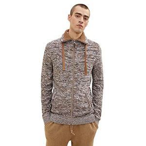 TOM TAILOR Cardigan, heren, 30989 - Quarry Beige Mouline, L, 30989 - Quarry Beige molen