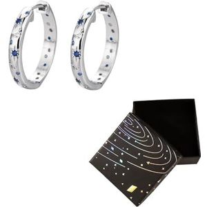 Lot de 2 boucles d'oreilles ciel étoilé, 1 boîte de rangement, boucles d'oreilles créoles pour femme, créoles en argent, boucles d'oreilles tendance en diamant, adaptées pour les rendez-vous, les