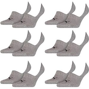 Puma 12 paar Footie onzichtbare sokken maat 35-46 unisex, Grijs (Middle Grey Mix 758)
