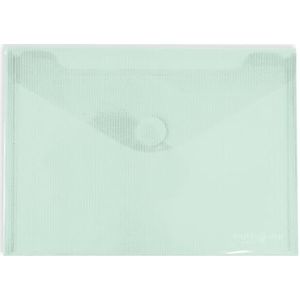 Grafoplás 10 stuks kunststof envelopmappen | klittenbandsluiting | maat A5 | mintgroen | multiline | 25,2 x 18 cm | polypropyleen doorschijnend gestreept glas | perfect voor vierde
