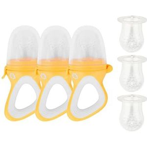 Badabulle Set van 3 babyknabbelfopspenen met beschermdoppen, verlicht tandjes en smaakwekker, vanaf 4 maanden, ergonomische handgreep