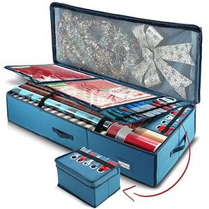 Hearth & Harbor Steel Opbergdoos voor cadeaupapier, opbergdoos onder het bed voor vakantie en accessoires, opbergdoos voor geschenkverpakking