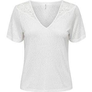 ONLY T-shirt Onlanja S/S Lace Top JRS pour femme, Cloud Dancer, S