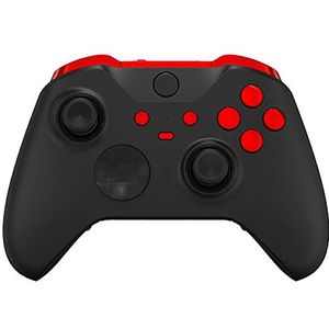 eXtremeRate Vervangingsknop voor Xbox One Elite Series 2 Controller, Trigger LB RB LT RT Bumpers ABXY Start Back Sync Buttons Aangepast voor Xbox One Elite V2 Controller Model 1797, Rood Chroom