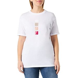 Armani Exchange T-shirt durable avec logo carré sur le devant pour femme, blanc, XL