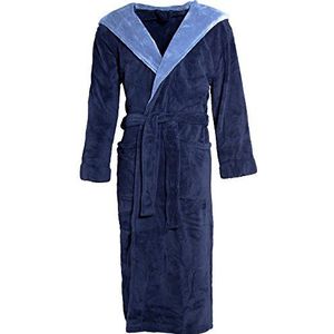 CelinaTex Texas badjas met capuchon, in twee kleuren, lange zakken, voor dames en heren, uniseks, microvezel, koraalvlies, donkerblauw, middenblauw