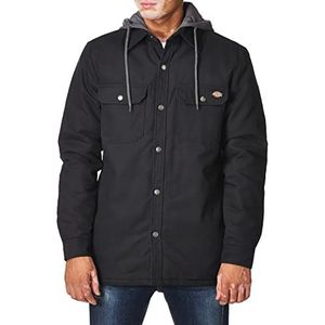 Dickies Fleece Hooded Duck Shirt jas met Hydroshield professionele gereedschapskleding voor heren, zwart.