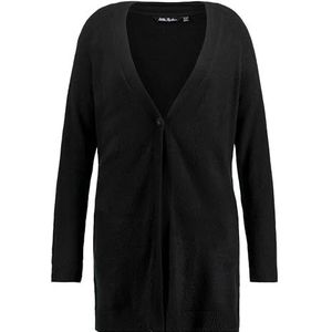 Ulla Popken Cardigan, A-lijn, V-hals, raglanmouwen, cardigan voor dames, zwart.