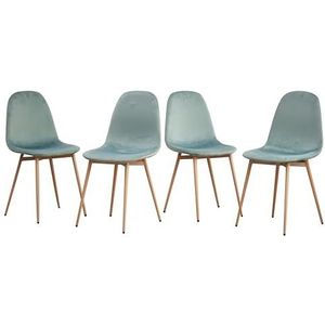 GrandCA HOME Set van 4 fluwelen eetkamerstoelen voor kantoor, woonkamer, eetkamer, slaapkamer met fluwelen zitting en metalen poten (groen, 4)