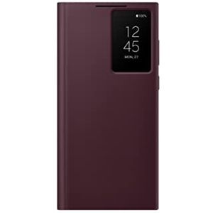 SAMSUNG Galaxy S22 Ultra S-View Flip Cover mobiele telefoon beschermhoes, kraanbediening, modern design, Amerikaanse versie, bordeaux (EF-ZS908CEEGUS)
