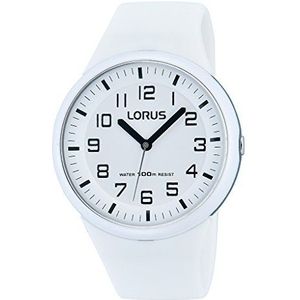 Lorus Horloges, RRX53DX9, dameshorloge, kwarts, analoog, verlichting, witte siliconen armband, wit/wit, riem, wit/wit, riem