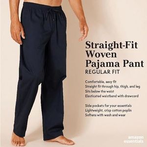 Amazon Essentials Heren pyjama broek rechte pasvorm geweven pyjama broek lichtblauw wit Schots patroon S