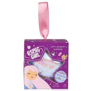 Accentra Badbom ""Cosmic Girl"" in mooie geschenkdoos met verrassingssieraden voor vrouwen en meisjes - badbal 140 g in paars/roze met Bubblegum geur
