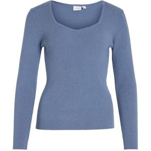Vila Vimaxinia L/S Pull en tricot à col carré pour femme, bleu coronet, S
