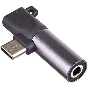 AKYGA AK-AD-62 USB type C naar USB type C/3,5 mm jack hoofdtelefoonadapter voor Android, zwart