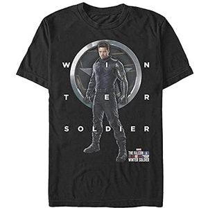 Marvel Falcon and The Winter Soldier Grid Tekst Organic T-Shirt Korte Mouw Zwart XXL, SCHWARZ