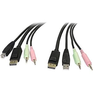 StarTech.com DisplayPort USB 4 in 1 KVM Switch Kabel 1,8 m met audio en microfoon (DP4N1USB6)