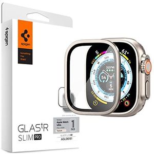 Spigen Glas.tR Slim Pro gehard glas voor Apple Watch Ultra 2, Apple Watch Ultra, 1 stuk, titanium frame, krasbestendig, ultra helder