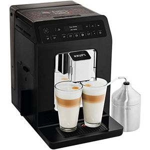 KRUPS EA891810 Evidence koffiebonenmachine, koffiezetapparaat, bonenmolen, espressoapparaat, cappuccino, espresso, 15 drankjes, 2 gelijktijdige kopjes, melkkan, zwart
