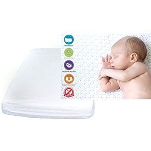 Ti TIN | 2 stuks matrasbeschermer voor kinderbed - baby | 60 x 120 cm | zachte, ademende, waterdichte en antibacteriële matrasbeschermer | 100% katoen | voering van polyurethaan | badstof