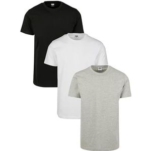 Urban Classics Basic Tee 3-pack heren T-Shirt (3-Pack), zwart/wit/grijs., XXL