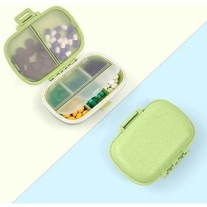 ACWOO Pillendoos met 8 vakken, draagbare reis-pillendoos voor de dagelijkse pillendoos voor medicijnen en vitaminen (groen)