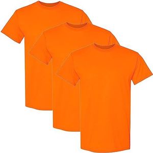 Gildan T-shirt en coton épais pour adulte, style G5000, lot multiple, Orange de sécurité (lot de 3), L