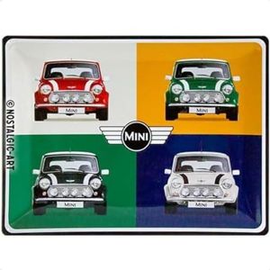 Nostalgic-Art Vintage Mini - 4 Cars Pop Art - cadeau-idee voor autofans, metaal, retro design ter decoratie, 30 x 40 cm