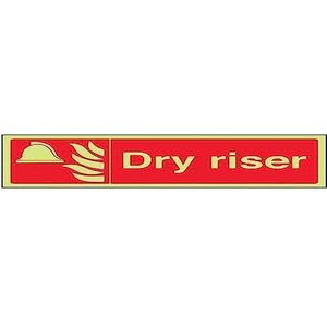 VSafety Verkeersbord ""Dry Riser Fire Equipment"" 1mm kunststof liggend formaat 300mm x 100mm rood 13073AX-G