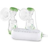 MAM 2-in-1 dubbele borstkolf, veelzijdig bruikbaar als handkolf of elektrische kolf, voor comfortabel afkolven van beide kanten, inclusief 2x MAM Anti-Colic babyfles en 2x bewaarbeker, groen