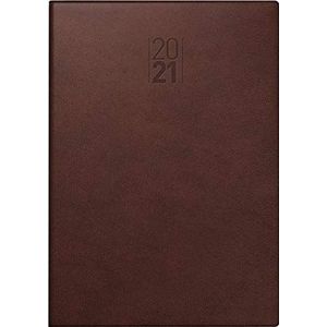 BRUNNEN 1079730701 boekkalender model 797, 2 pagina's = 1 week, 16,8 x 24 cm, omslag kunstleer Senegal bruin, kalender 2021